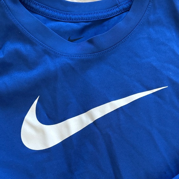 Nike Dri-fit Athletic Shirt Shorts Matching Set Vibrant Blue White Swoosh Sm/Med - Picture 4 of 11